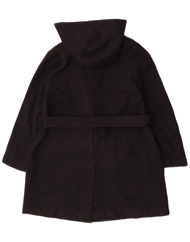 Marks & Spencer Womens Hooded Front Tie Overcoat UK 18 XL Schwarz Polyester