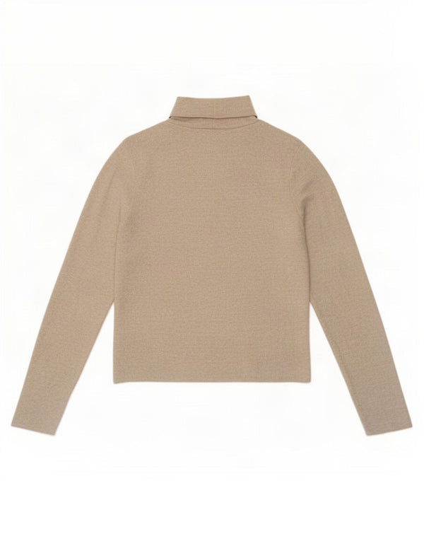 Zara Damen Top Langarm UK 14 Large Beige geflecktes Polyester