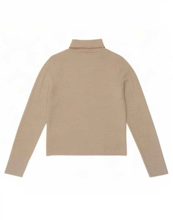 Zara Damen Top Langarm UK 14 Large Beige geflecktes Polyester