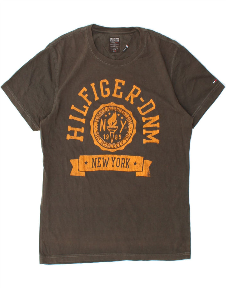 TOMMY HILFIGER Mens Graphic T-Shirt Top Medium Grey Cotton Vintage Tommy Hilfiger and Second-Hand Tommy Hilfiger from Messina Hembry 