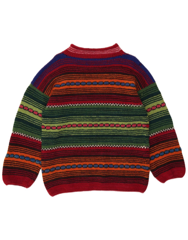 Vintage Damen Pullover mit Rundhalsausschnitt, Gr. 14, groß, mehrfarbig gestreift