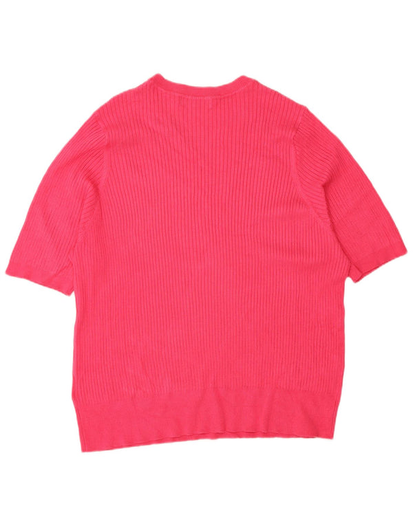 Marks & Spencer Damen Pullover mit kurzen Ärmeln und U-Boot-Ausschnitt, Gr. 24 4XL, Rosa