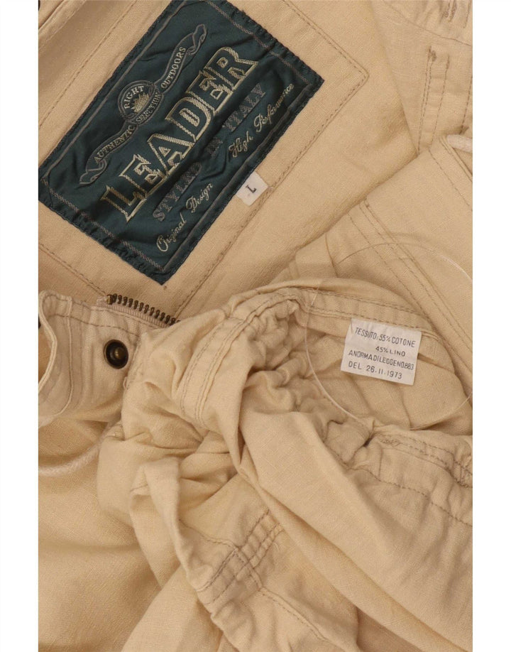 Leader Herren-Utility-Jacke mit Kapuze, UK 40, Größe L, Beige, Baumwolle