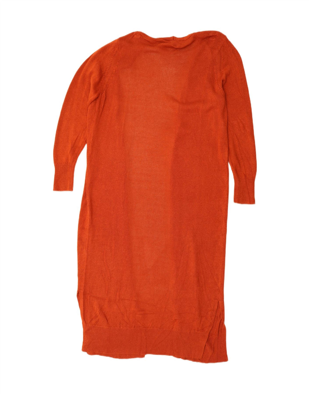 Zara Damen Longline Open Cardigan Pullover UK 14 Mittelorange Viskose