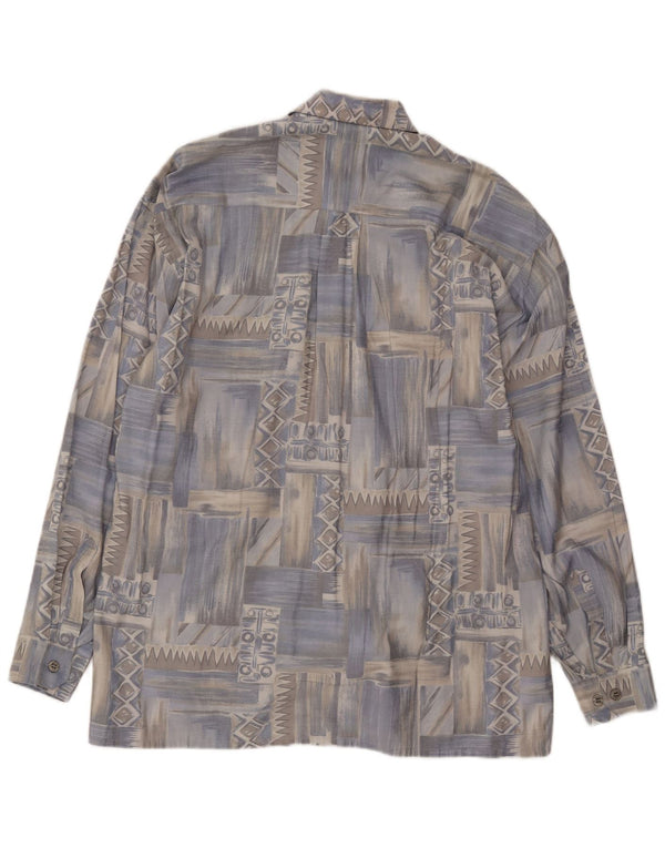 Vintage Mens Shirt Large Blue Geometric