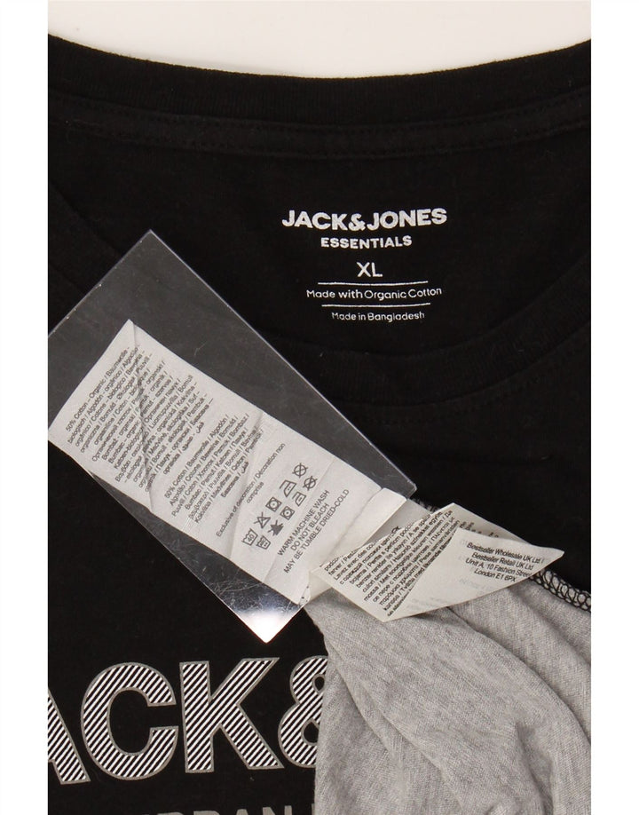 JACK & JONES Herren-T-Shirt mit Grafik, XL, Schwarz, Colourblock-Baumwolle