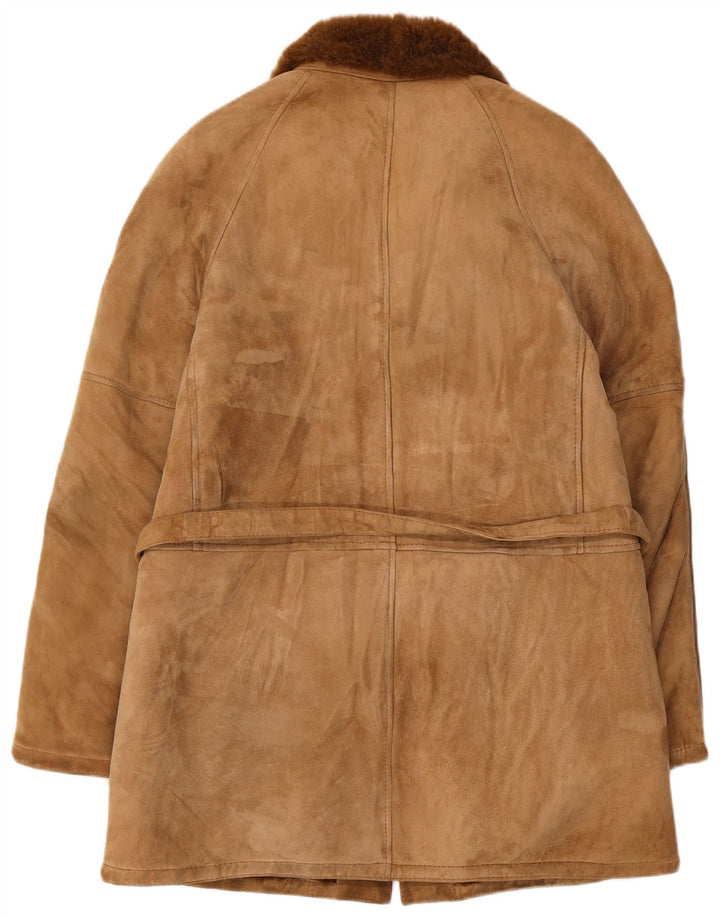 Vintage Herren Shearling Overcoat IT 48 Medium Beige