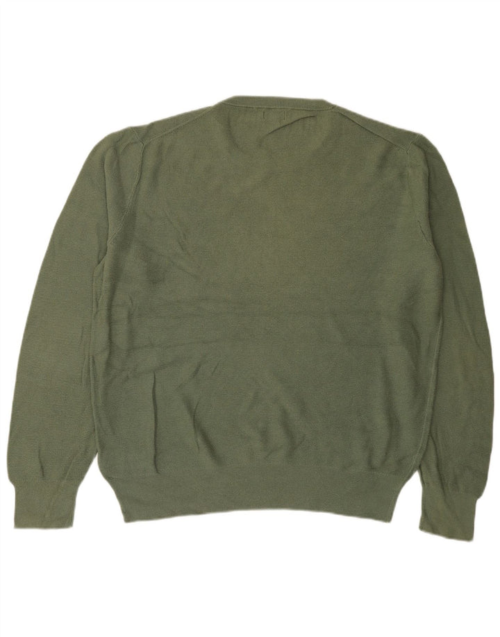 J. Crew Herren-Pullover mit Rundhalsausschnitt, groß, grüne Baumwolle