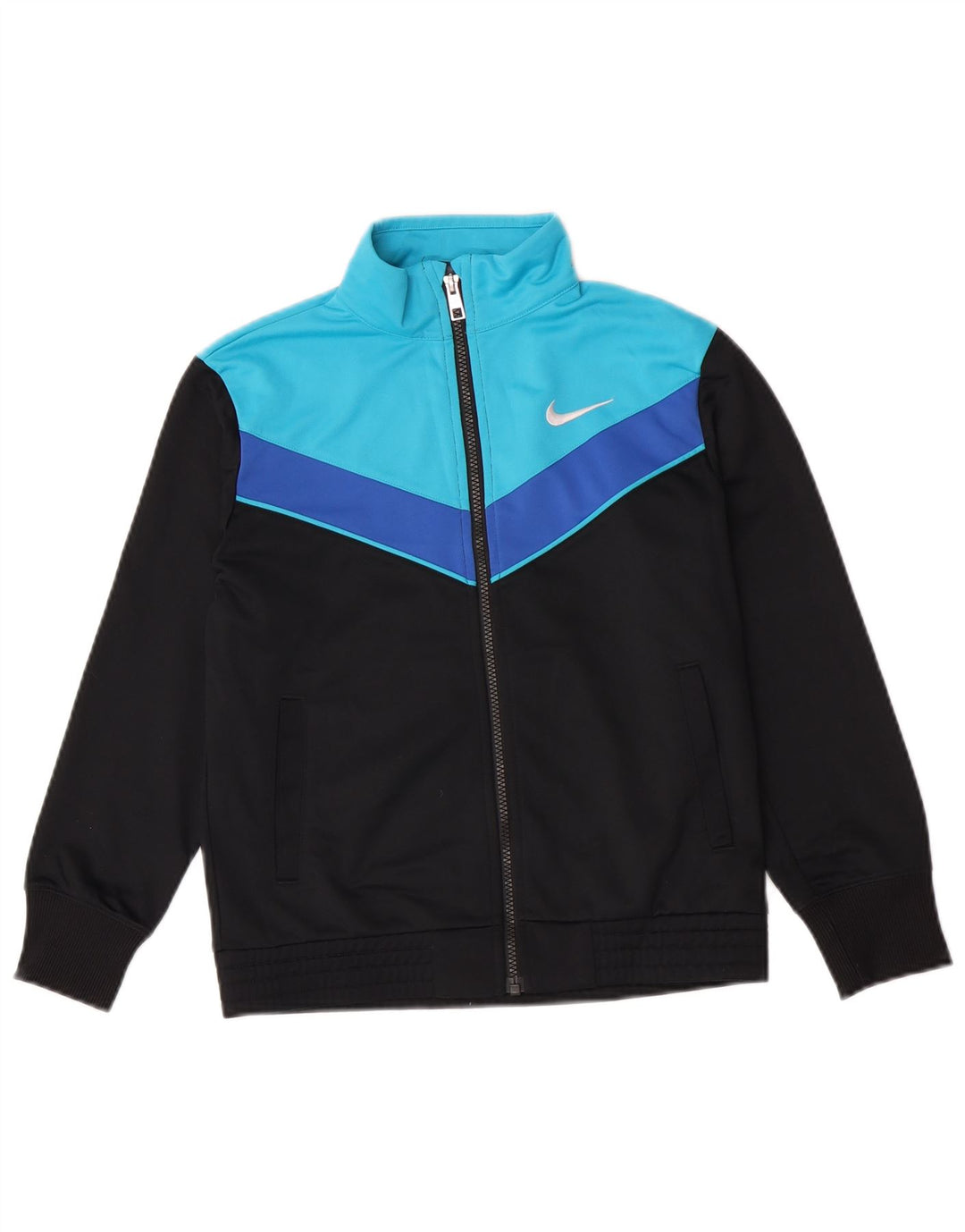 Nike Jungen-Trainingsanzug-Top-Jacke, 10–11 Jahre, Mittelschwarz, Farbblock