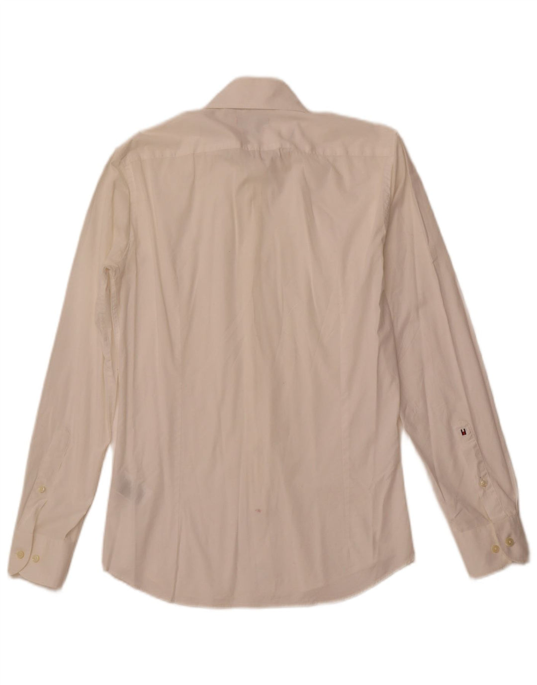 Maßgeschneidertes Herrenhemd von Tommy Hilfiger, Größe 37 14 1/2 Small, cremefarbene Baumwolle