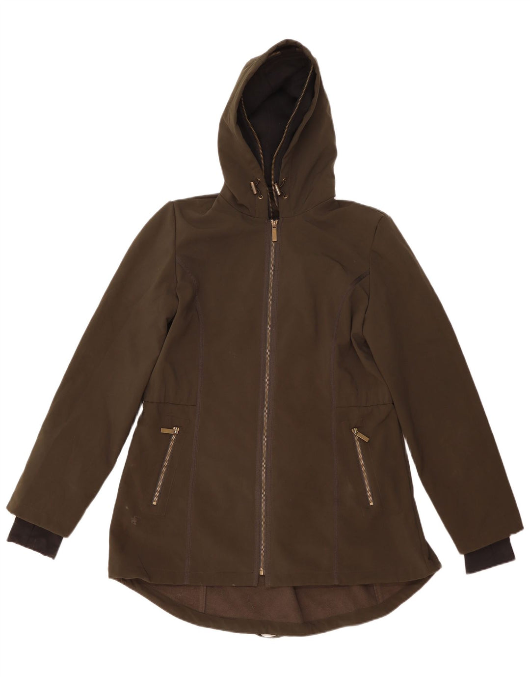 French Connection Damen-Parka mit Kapuze, UK 16, Größe L, Khaki, Polyester
