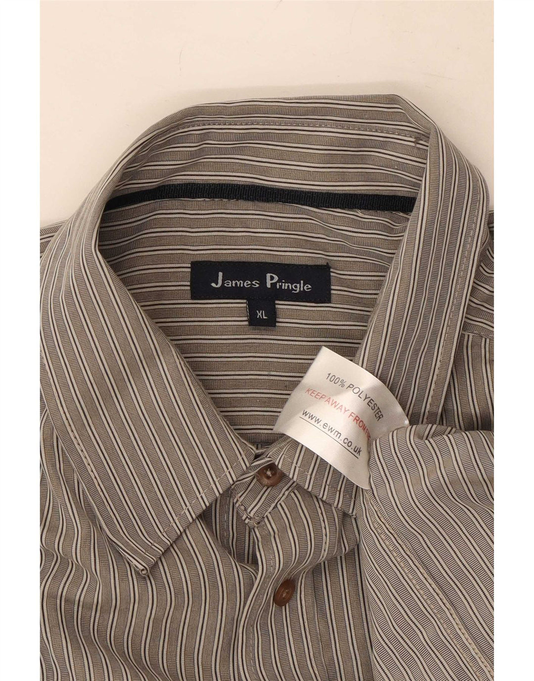 James Pringle Herrenhemd XL Graues Nadelstreifen-Polyester