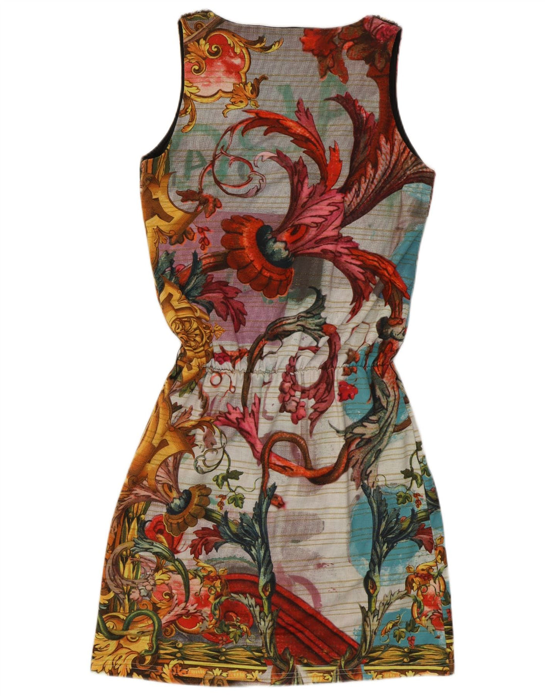 Desigual Damen Ärmelloses Basic-Kleid UK 10 Kleines mehrfarbiges Blumenmuster
