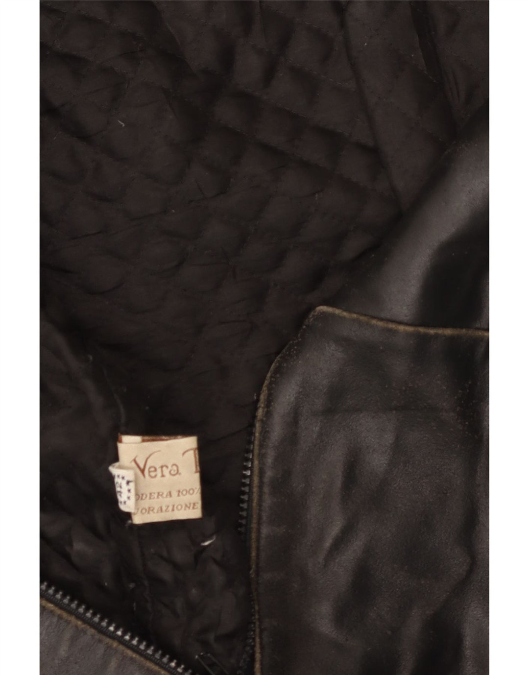 VINTAGE Damen Lederjacke IT 42 Mittelschwarzes Leder