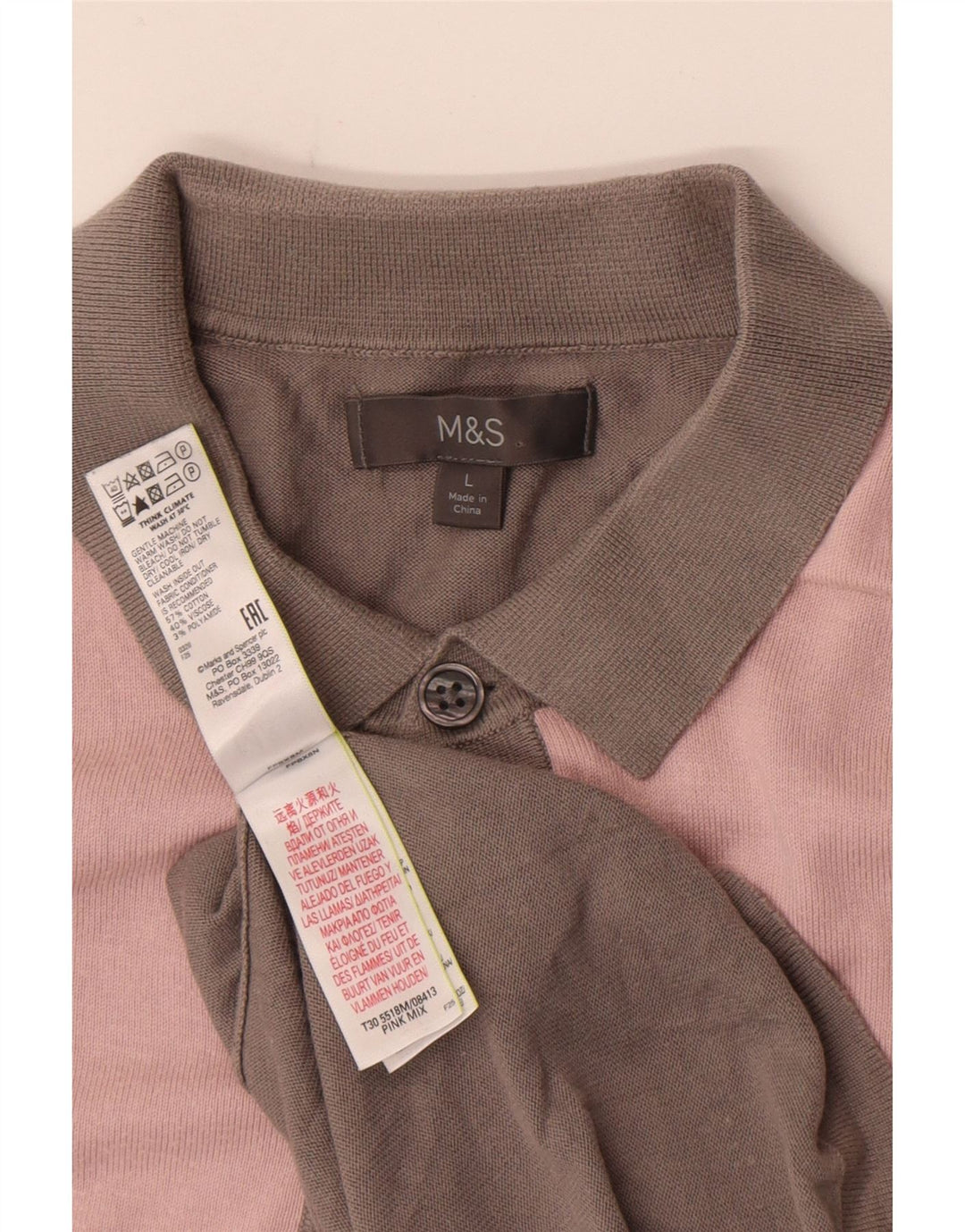 Marks & Spencer Herren-Kurzarmhemd, groß, rosa, Colourblock-Baumwolle