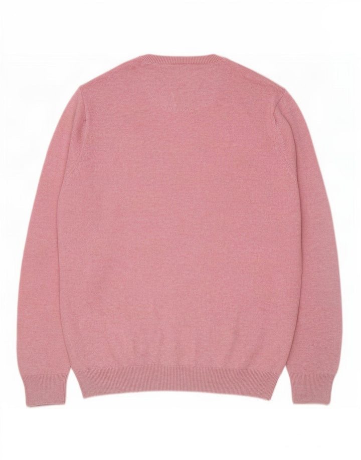 Marks & Spencer Herren-Pullover mit Rundhalsausschnitt, reguläre Passform, groß, rosa, Baumwolle
