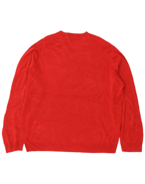 Marks & Spencer Herren-Pullover mit V-Ausschnitt, 2XL, rotes Acryl