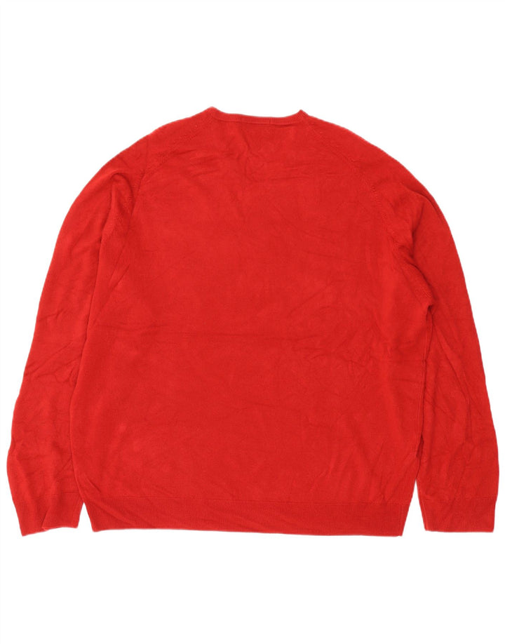 Marks & Spencer Herren-Pullover mit V-Ausschnitt, 2XL, rotes Acryl
