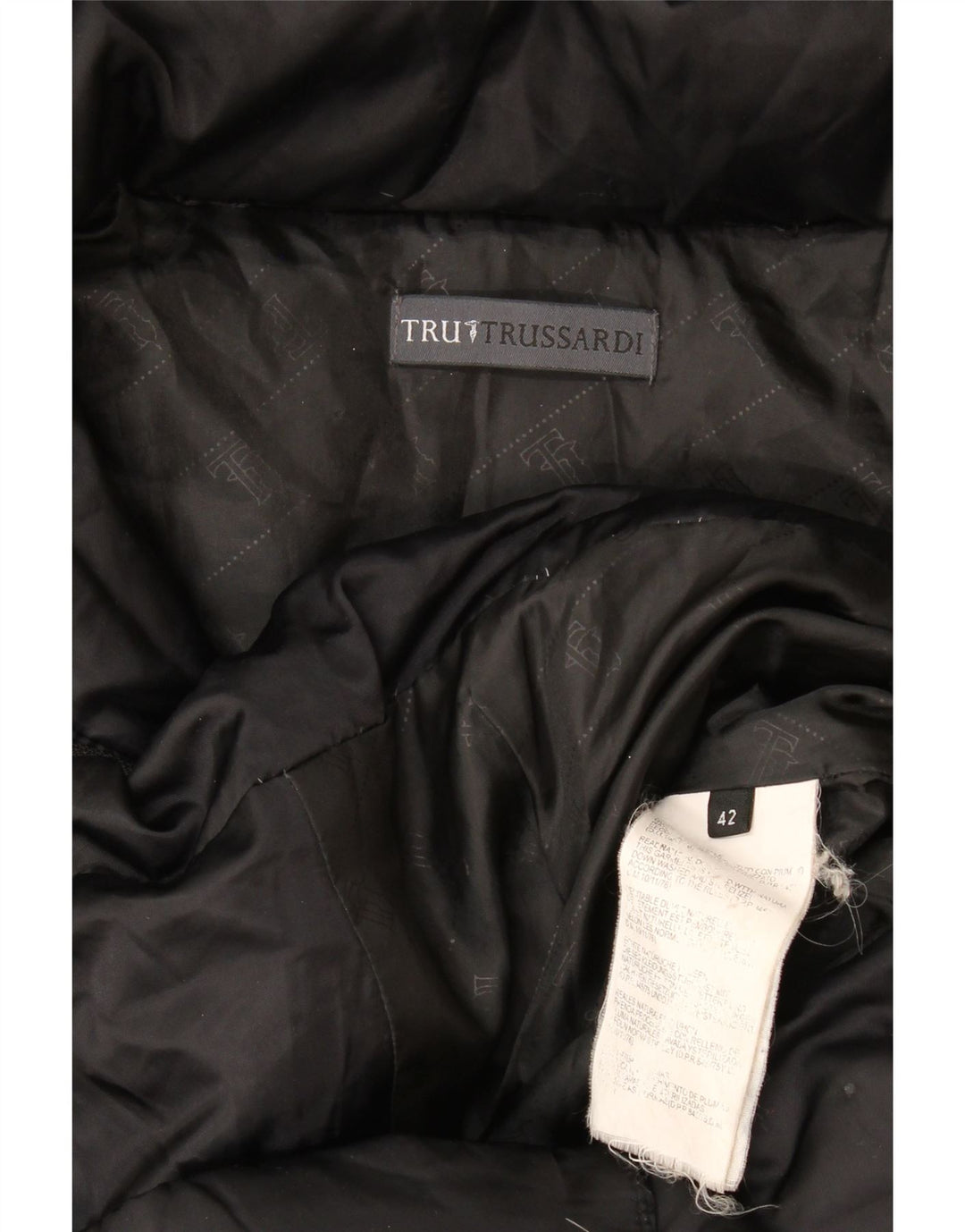 Trussardi Wattierter Damenmantel mit Kapuze IT 42 Mittelschwarzes Polyester