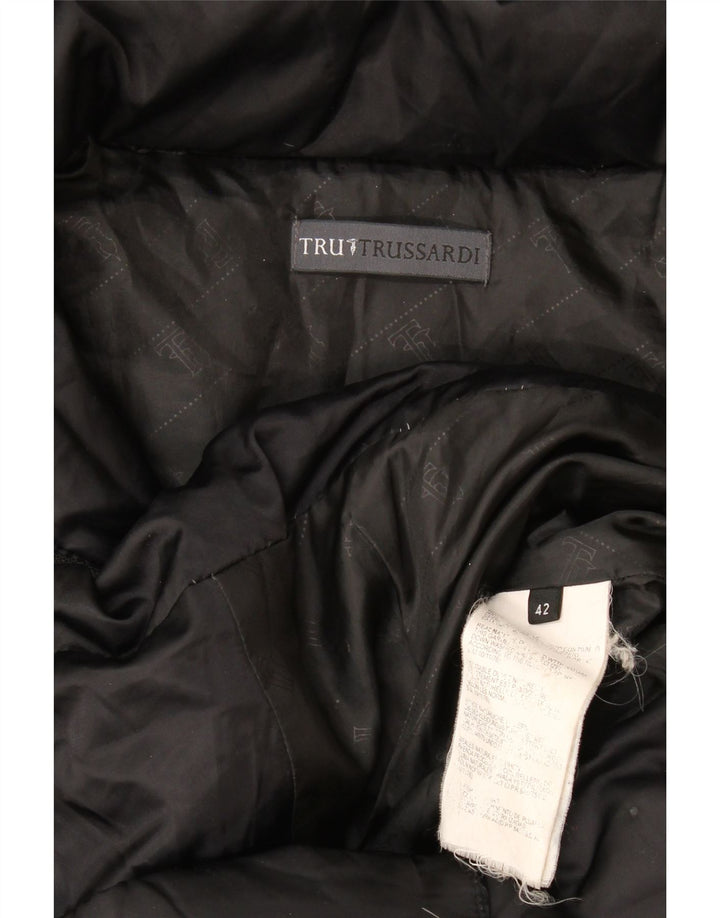 Trussardi Wattierter Damenmantel mit Kapuze IT 42 Mittelschwarzes Polyester
