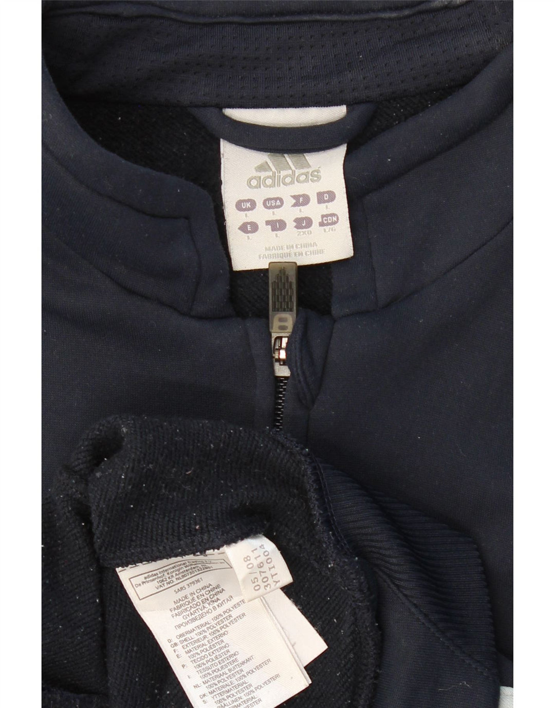 ADIDAS Herren-Trainingsanzug-Top-Jacke, großes marineblaues Farbblock-Polyester