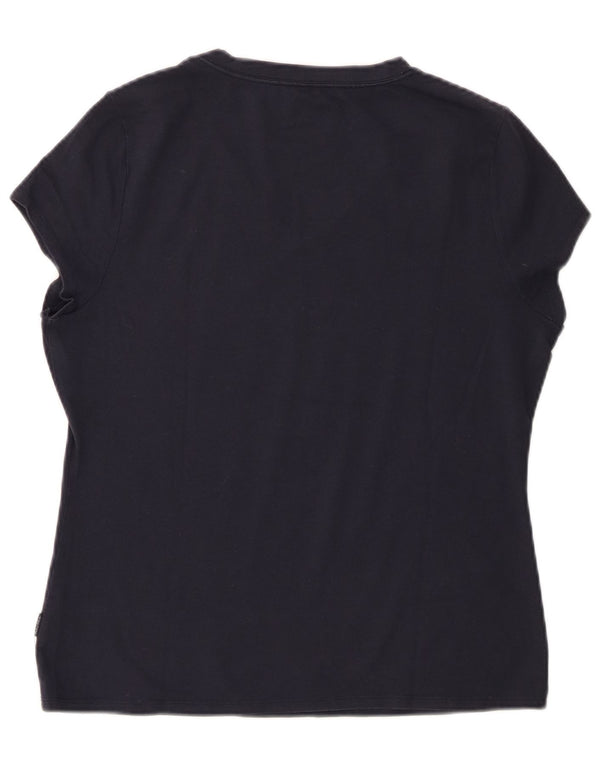 Nautica Damen Grafik-T-Shirt-Oberteil UK 14 Große marineblaue Baumwolle