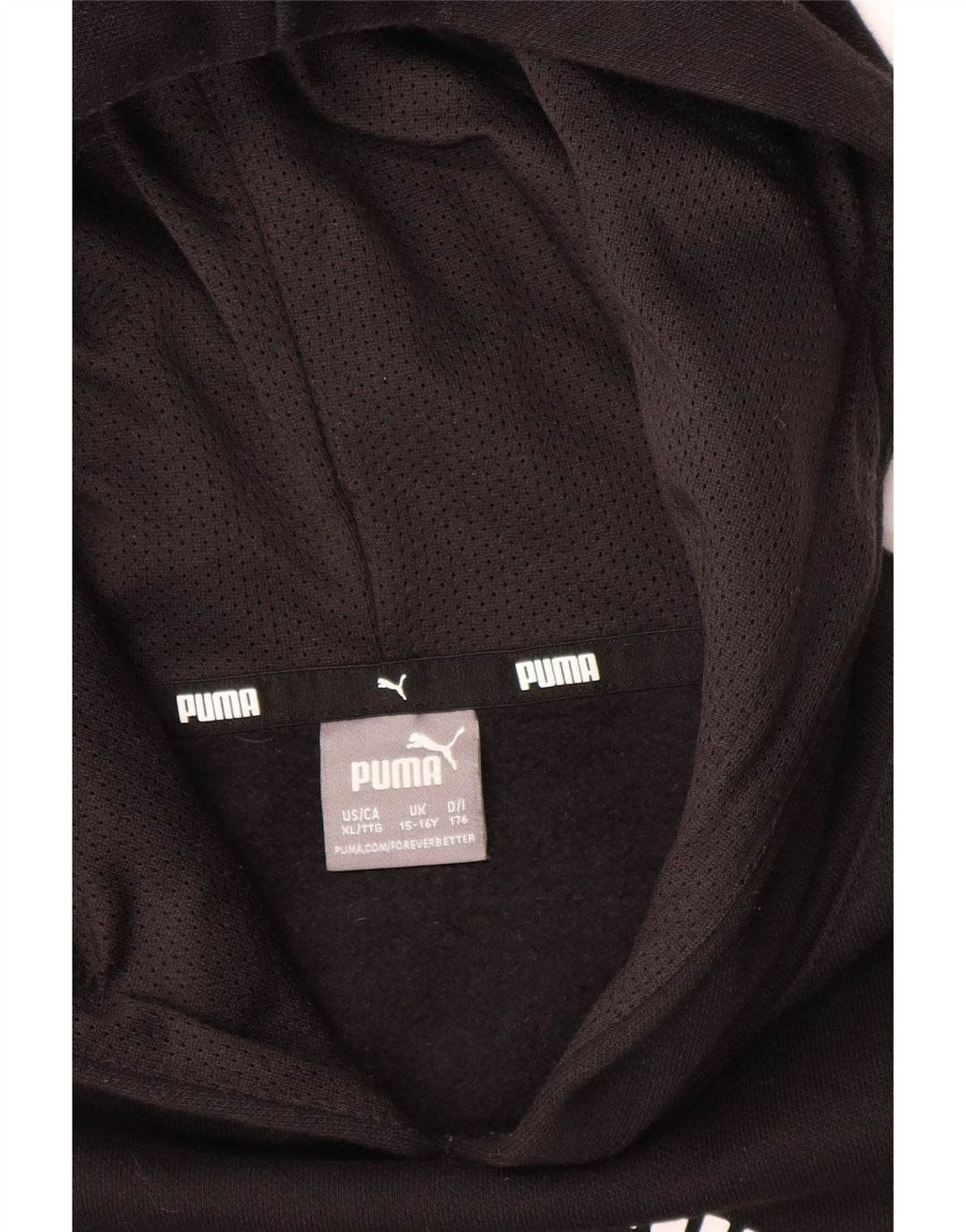 PUMA Boys Graphic Hoodie Jumper 15-16 Years Black Vintage Puma and Second-Hand Puma from Messina Hembry 