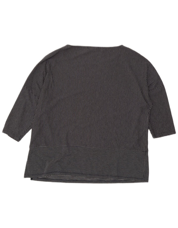 Marks & Spencer Damen Top 3/4 Ärmel UK 18 XL Marineblau Nadelstreifen
