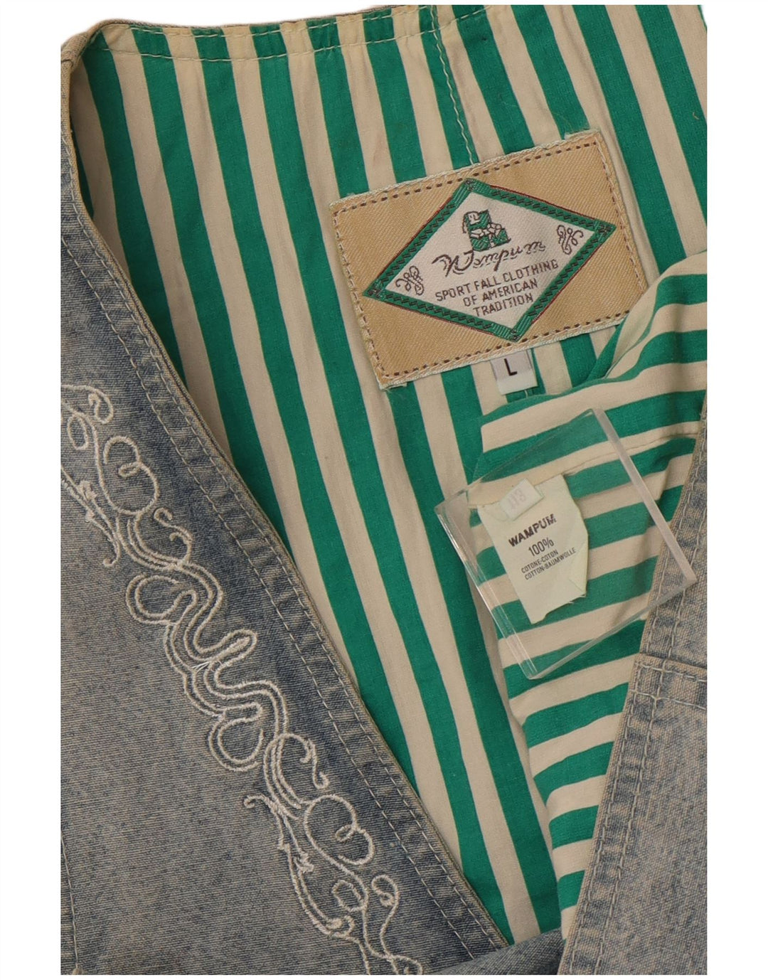 WAMPUM Damen Weste UK 16 Große blaue Baumwolle