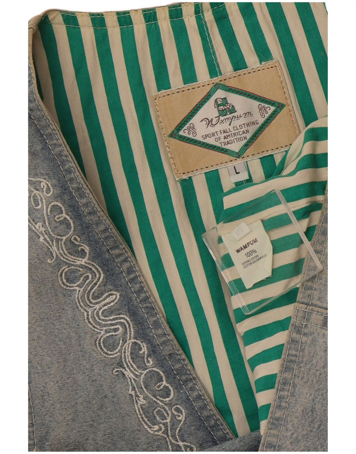 WAMPUM Damen Weste UK 16 Große blaue Baumwolle