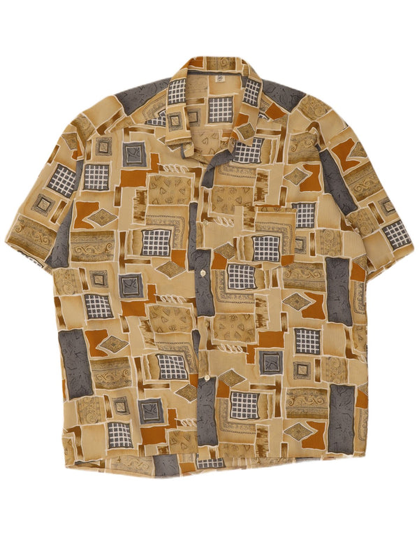 Vintage Herren Kurzarmshirt Größe 45 XL Beige Patchwork