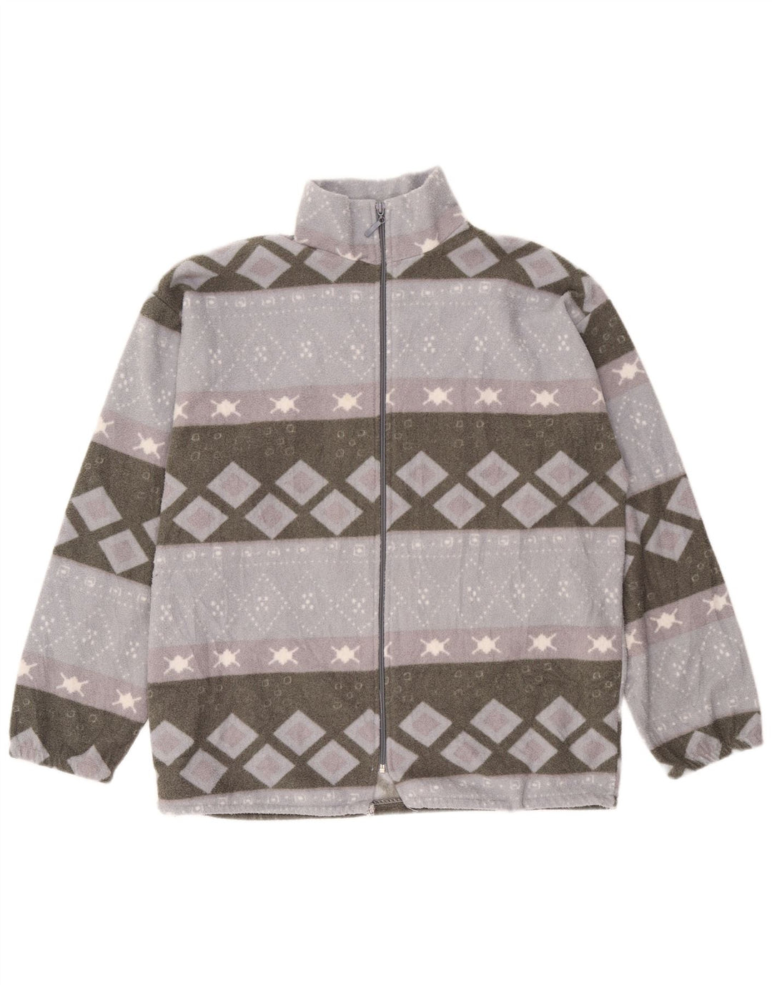 VINTAGE Herren Fleecejacke UK 40 Large Grau Geometrisch
