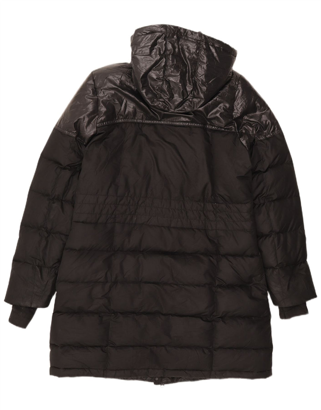 ADIDAS Wattierter Damenmantel mit Kapuze, UK 16/18, großes schwarzes Polyester