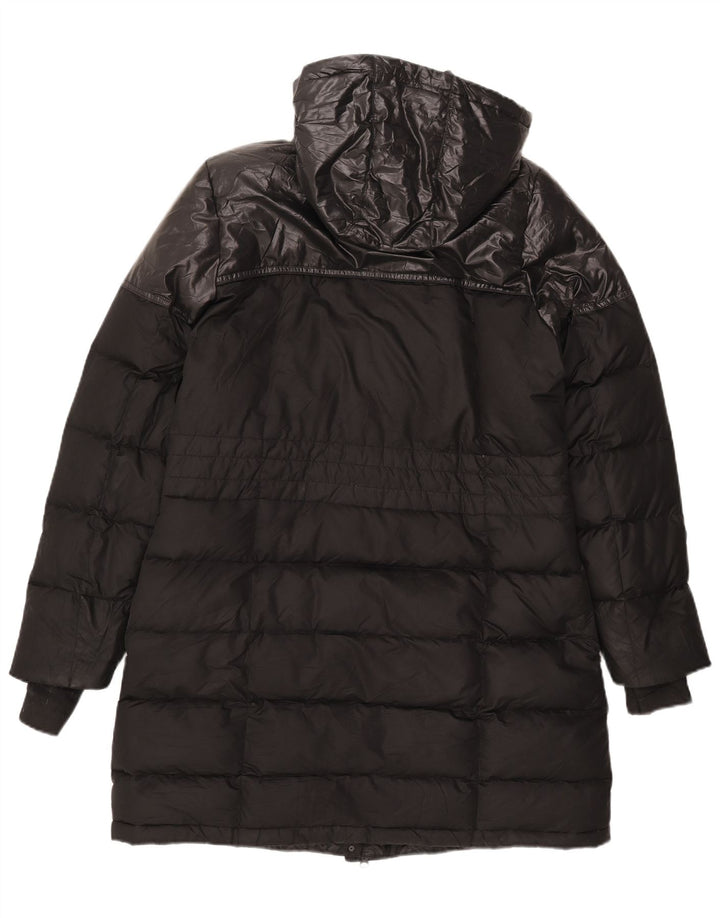 ADIDAS Wattierter Damenmantel mit Kapuze, UK 16/18, großes schwarzes Polyester