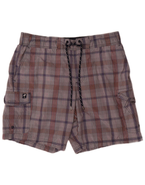 Marks & Spencer Mens Cargo Swimming Shorts Large Grey Check Cotton