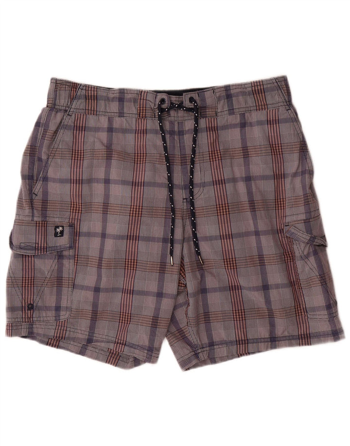 Marks & Spencer Herren Cargo-Badeshorts, groß, grau kariert, Baumwolle