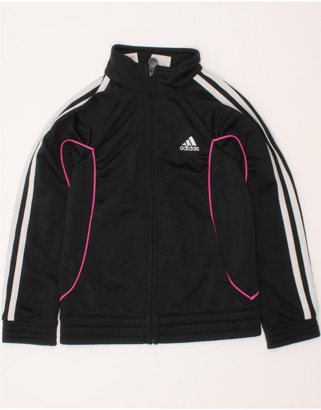 Adidas Mädchen-Trainingsanzug-Top-Jacke, 5–6 Jahre, schwarzes Polyester