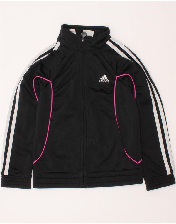 Adidas Mädchen-Trainingsanzug-Top-Jacke, 5–6 Jahre, schwarzes Polyester