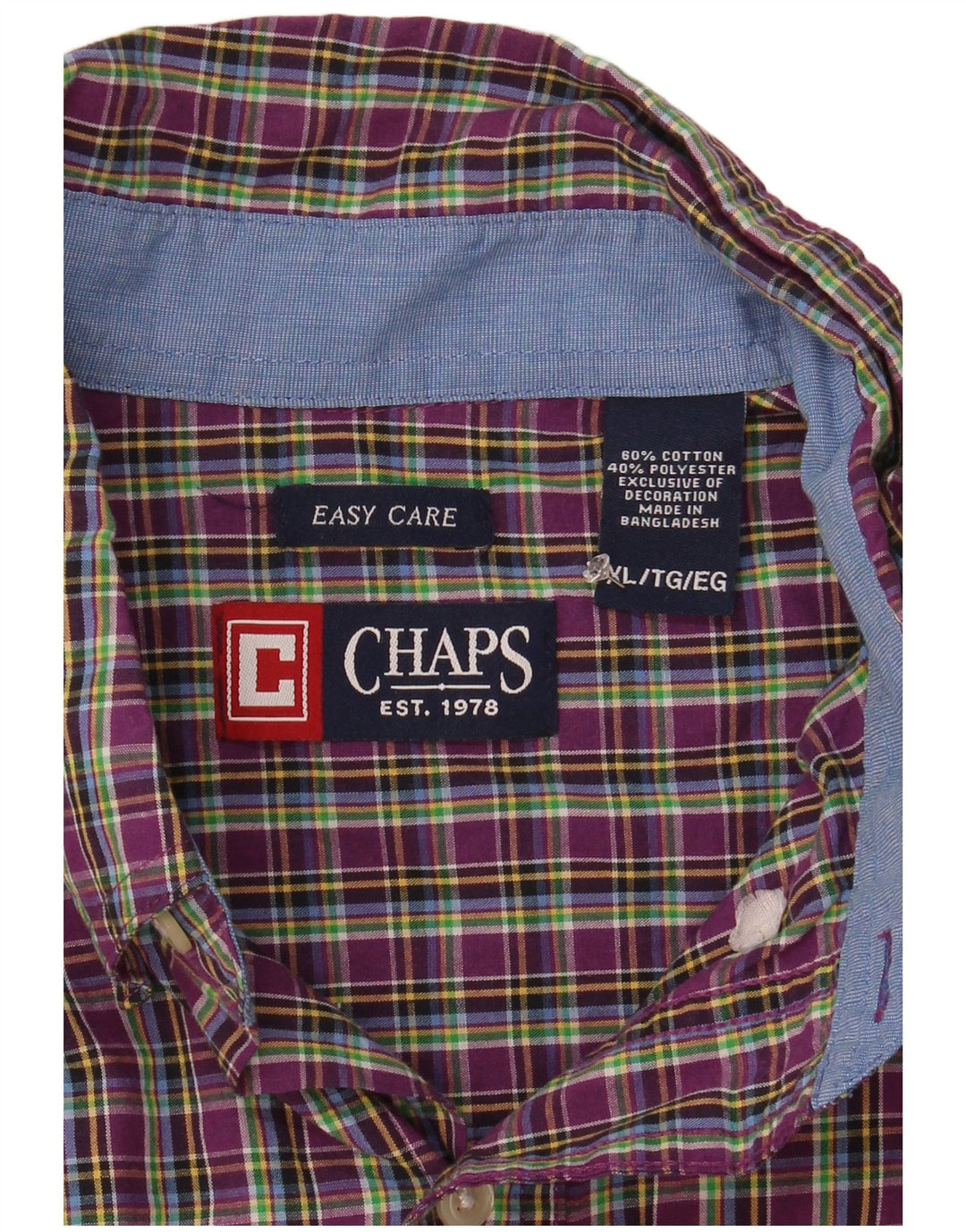 Chaps Herren-Hemd, pflegeleicht, XL, violett, kariert, Baumwolle