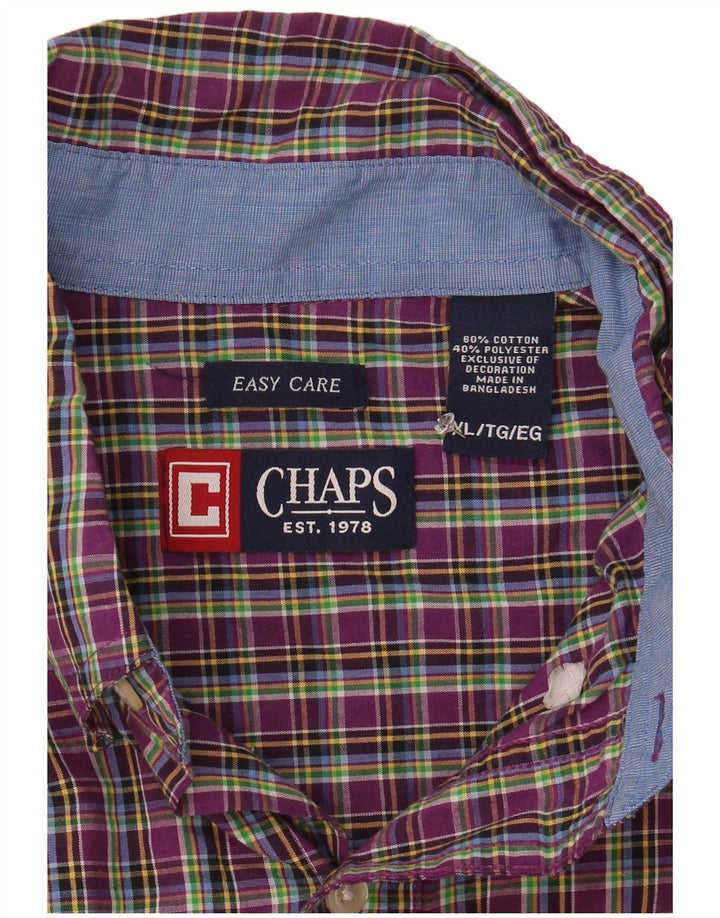 Chaps Herren-Hemd, pflegeleicht, XL, violett, kariert, Baumwolle