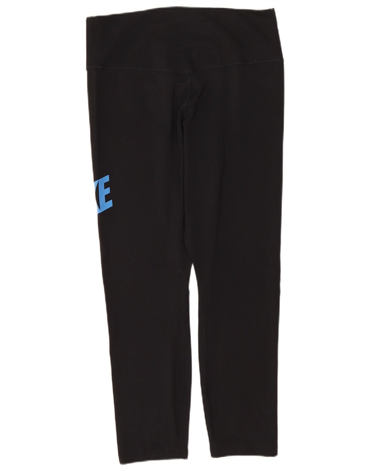 Nike Womens Dri Fit Graphic Capri Leggings UK 12 Mittelschwarzes Polyester