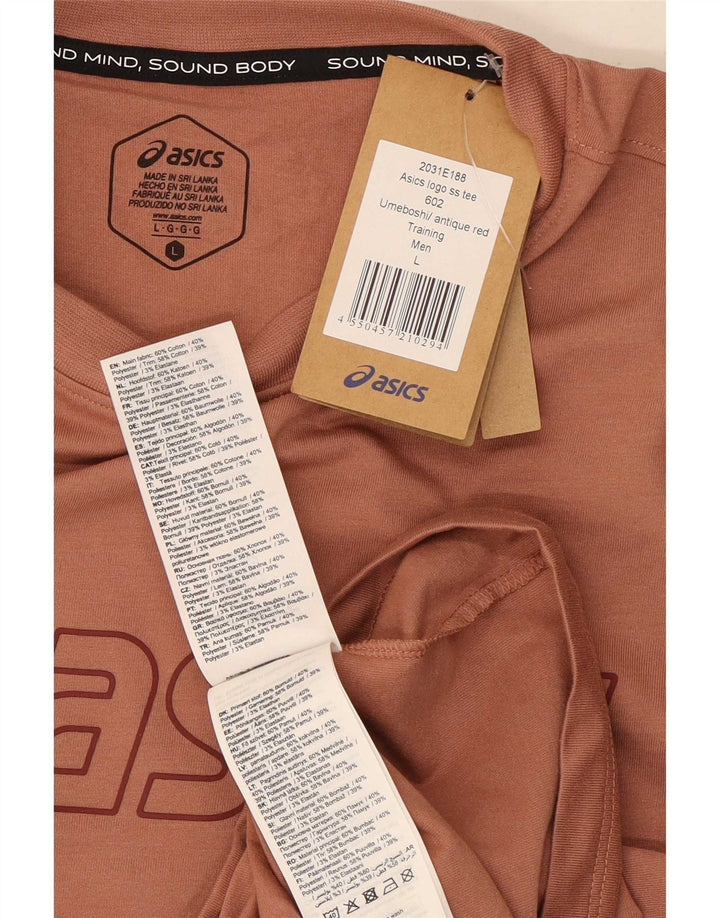 Asics Herren-T-Shirt mit Grafik, groß, braune Baumwolle