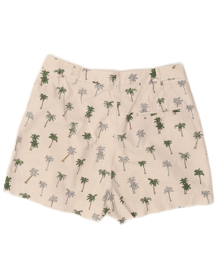 Zara Damen Chinoshorts Medium W28 Weiß geblümte Baumwolle