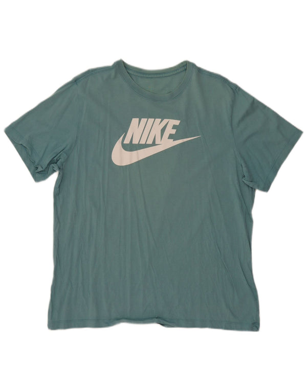 Nike Damen Grafik T-Shirt Top UK 18 XL Türkis Baumwolle