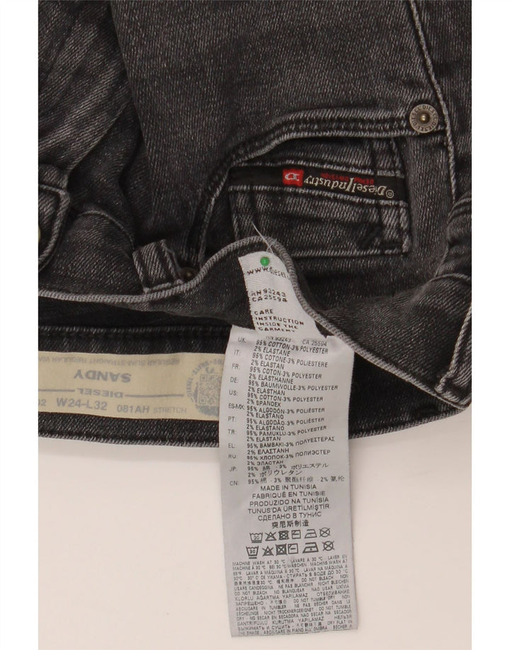 DIESEL Damen Sandy Regular Slim Fit Straight Jeans W24 L32 Graue Baumwolle