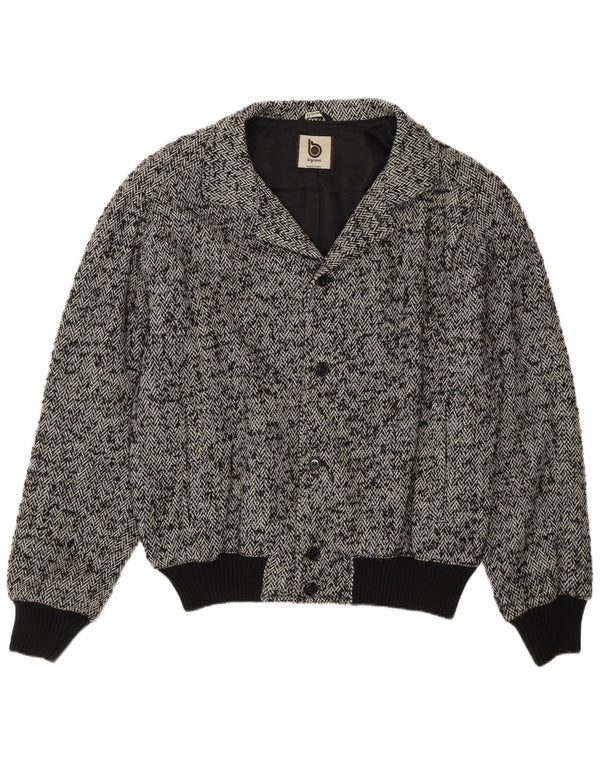 Bignami Herren Bomberjacke UK 42 XL Graue Wolle mit Fischgrätenmuster