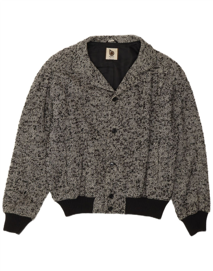 Bignami Herren Bomberjacke UK 42 XL Graue Wolle mit Fischgrätenmuster