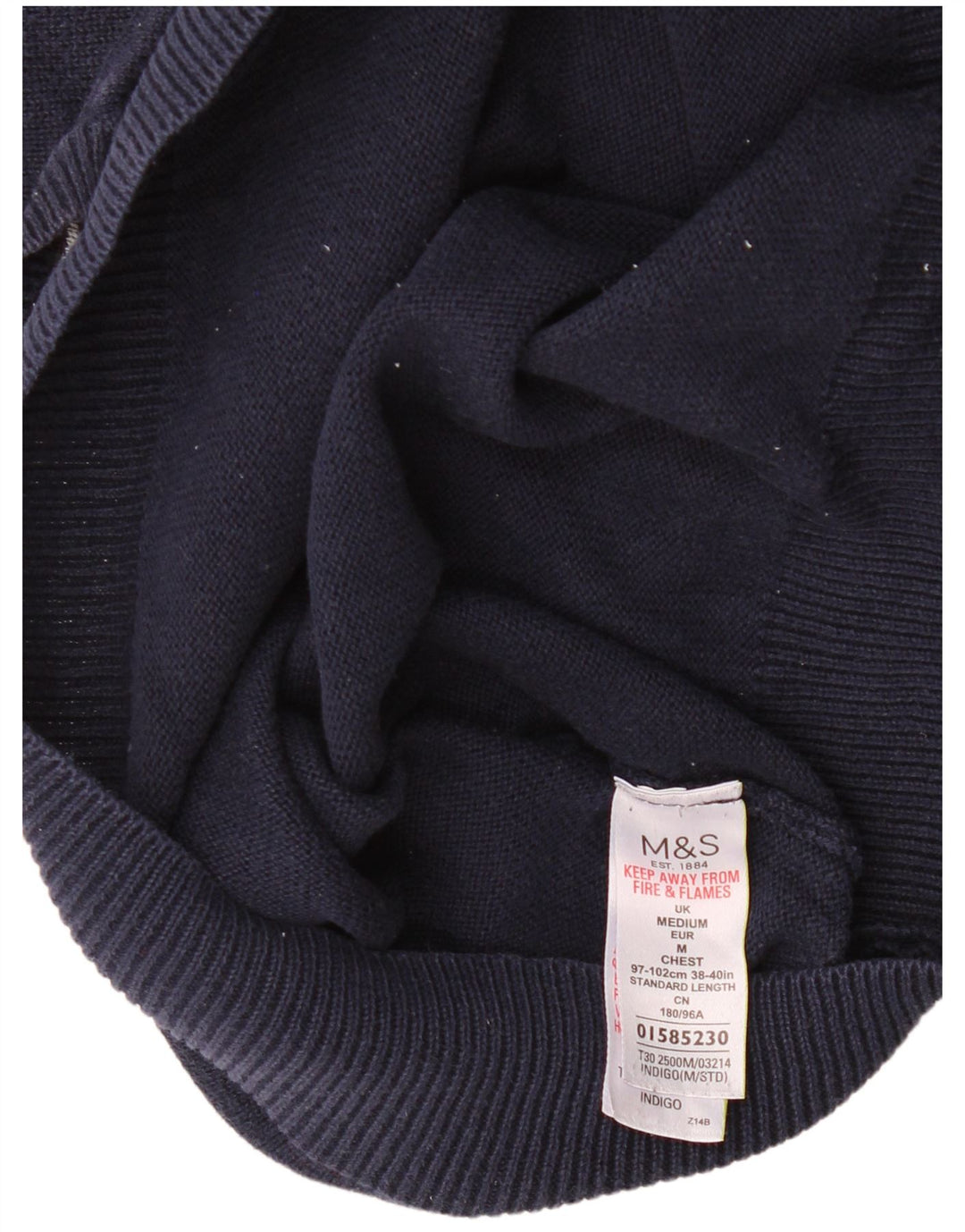 Marks & Spencer Herren-Pullover mit V-Ausschnitt aus mittelblauer Baumwolle