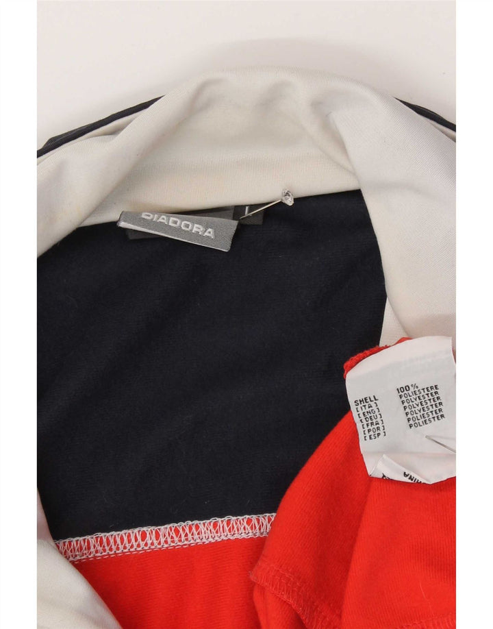 Diadora Herren-Trainingsanzug-Topjacke, großes rotes Farbblock-Polyester