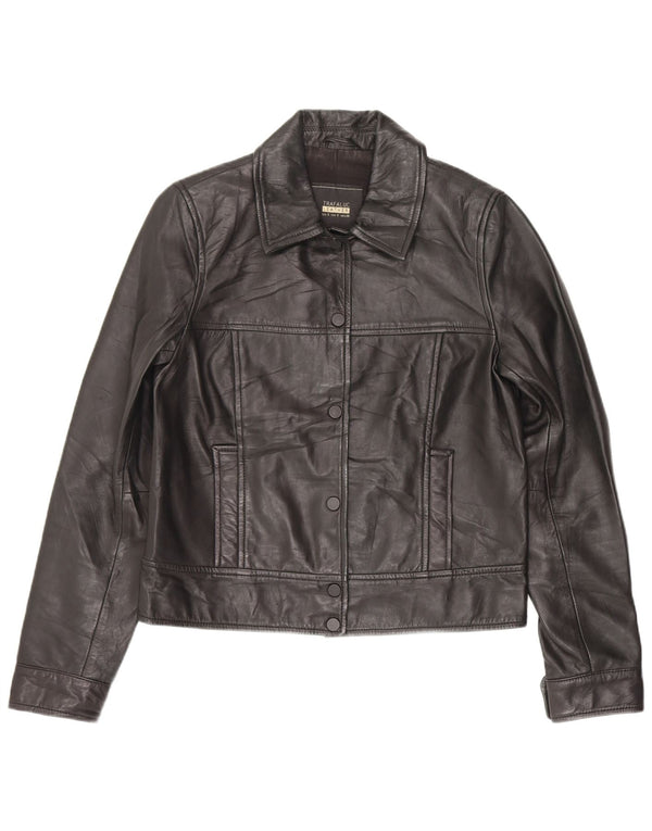Trafaluc Damen Biker-Lederjacke UK 10 Small Schwarzes Leder